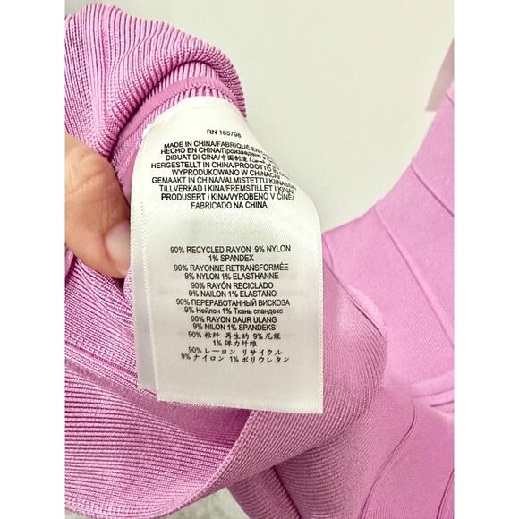 NWT Hervé Léger Crossover Halter Mini Bandage Dress Carnation Women's Size S - Picture 6 of 6